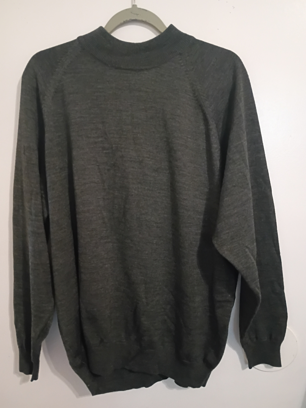 VTG Tagio Men's Gray Mock Neck Sweater Merino Wool Blend Sz XL